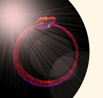 surrealistic graphic of an Ouroboros